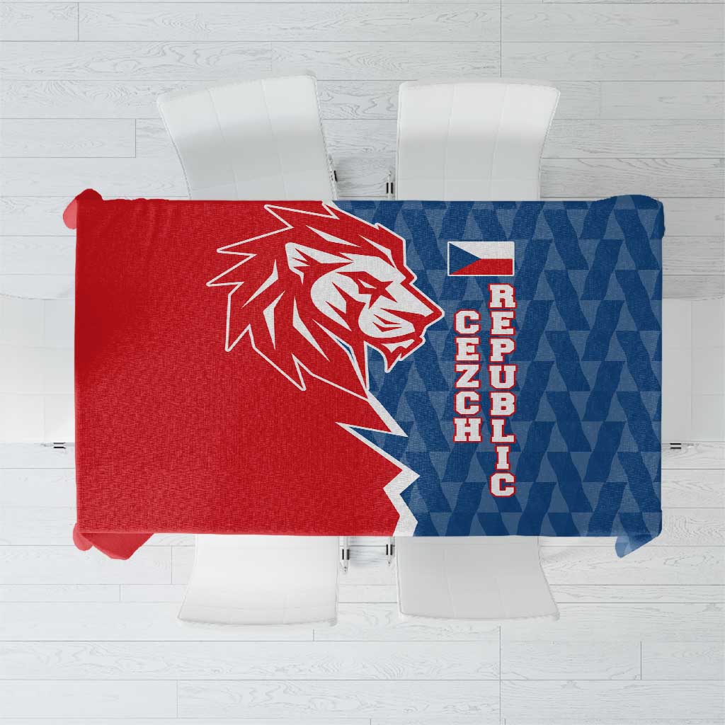 Czech Republic Tablecloth with Red Blue Modern Lion Design and Geometric Flag - Wonder Print Shop