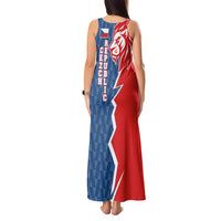 Czech Republic Tank Maxi Dress with Red Blue Modern Lion Design and Geometric Flag - Wonder Print Shop