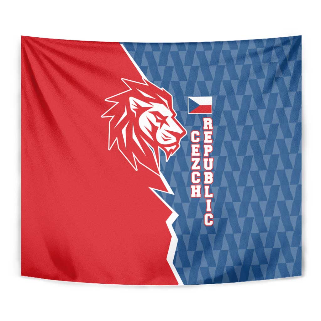 Czech Republic Tapestry with Red Blue Modern Lion Design and Geometric Flag - Wonder Print Shop