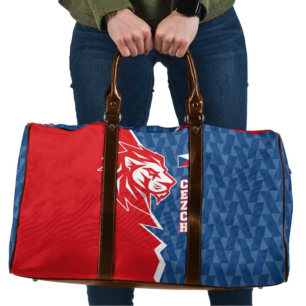 Czech Republic Travel Bag with Red Blue Modern Lion Design and Geometric Flag - Wonder Print Shop