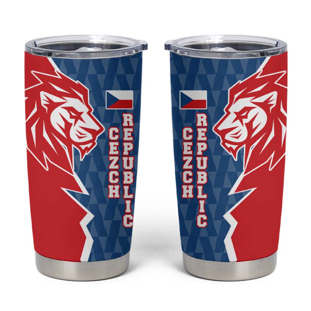 Czech Republic Tumbler Cup with Red Blue Modern Lion Design and Geometric Flag - Wonder Print Shop