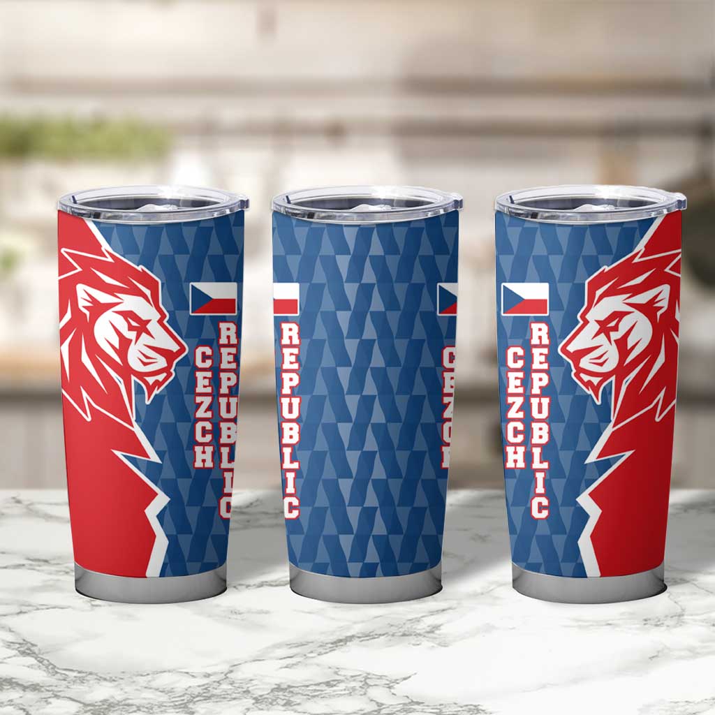 Czech Republic Tumbler Cup with Red Blue Modern Lion Design and Geometric Flag - Wonder Print Shop
