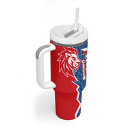 Czech Republic Tumbler With Handle with Red Blue Modern Lion Design and Geometric Flag - Wonder Print Shop