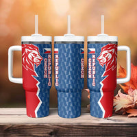 Czech Republic Tumbler With Handle with Red Blue Modern Lion Design and Geometric Flag - Wonder Print Shop