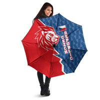 Czech Republic Umbrella with Red Blue Modern Lion Design and Geometric Flag - Wonder Print Shop