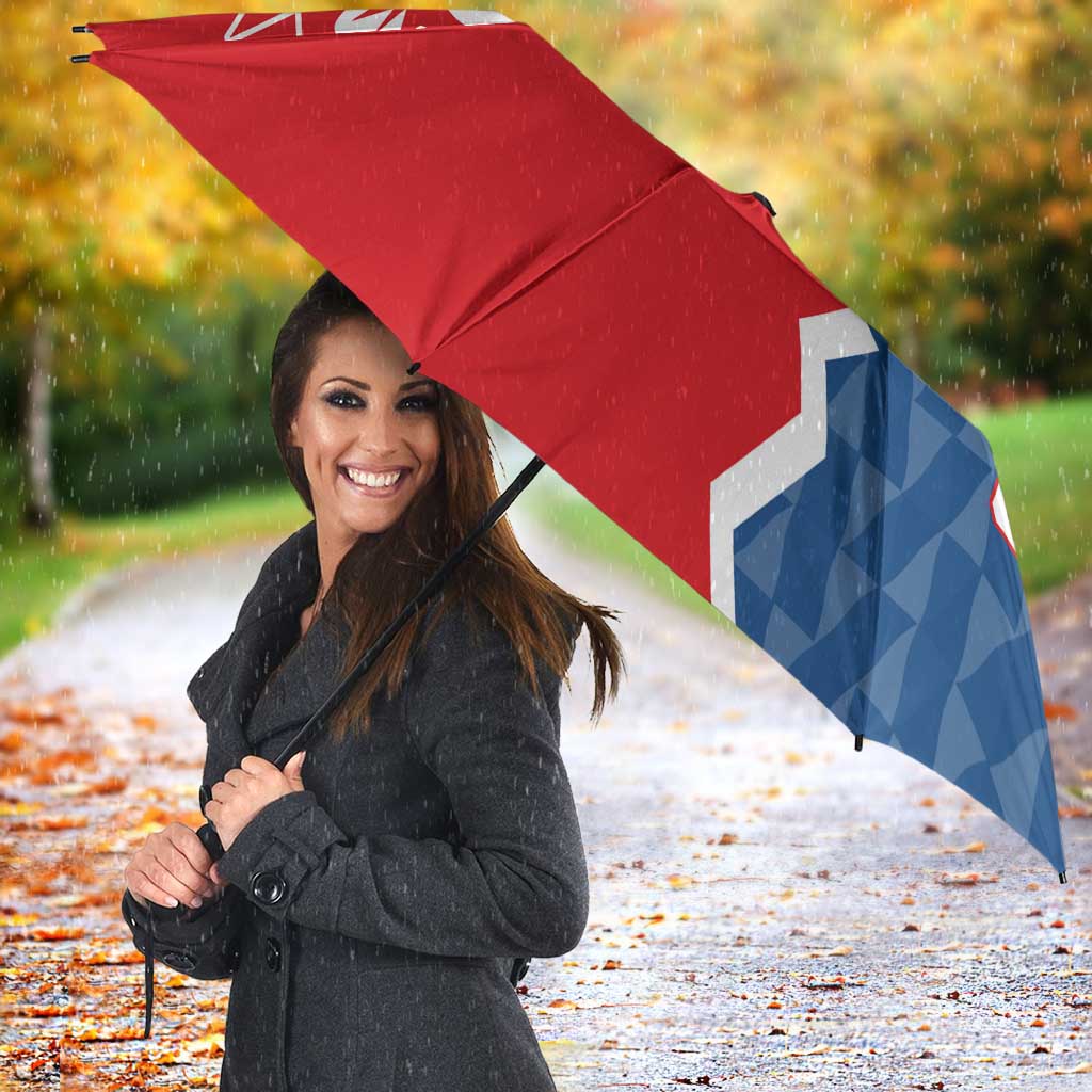 Czech Republic Umbrella with Red Blue Modern Lion Design and Geometric Flag - Wonder Print Shop