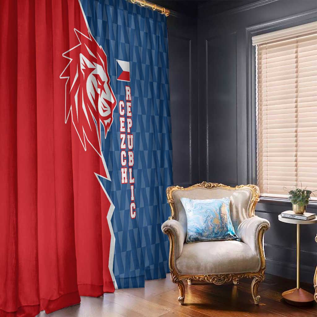 Czech Republic Window Curtain with Red Blue Modern Lion Design and Geometric Flag - Wonder Print Shop
