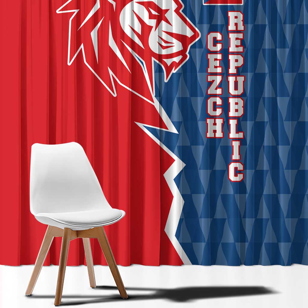 Czech Republic Window Curtain with Red Blue Modern Lion Design and Geometric Flag - Wonder Print Shop