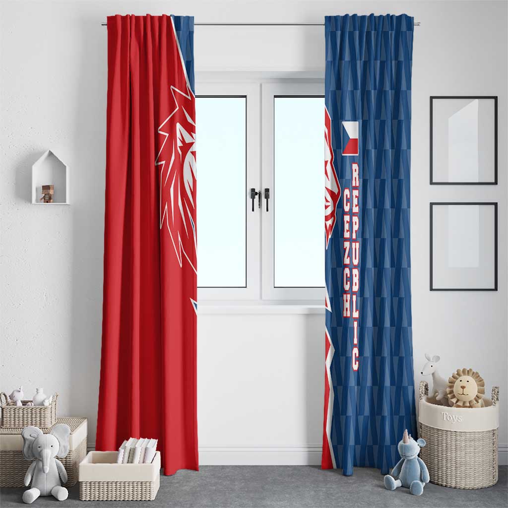 Czech Republic Window Curtain with Red Blue Modern Lion Design and Geometric Flag - Wonder Print Shop