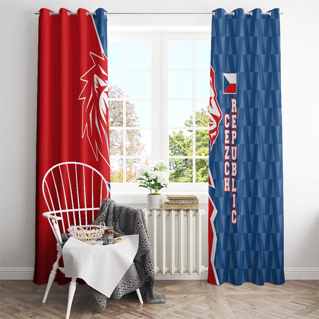 Czech Republic Window Curtain with Red Blue Modern Lion Design and Geometric Flag - Wonder Print Shop
