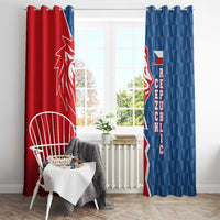 Czech Republic Window Curtain with Red Blue Modern Lion Design and Geometric Flag - Wonder Print Shop