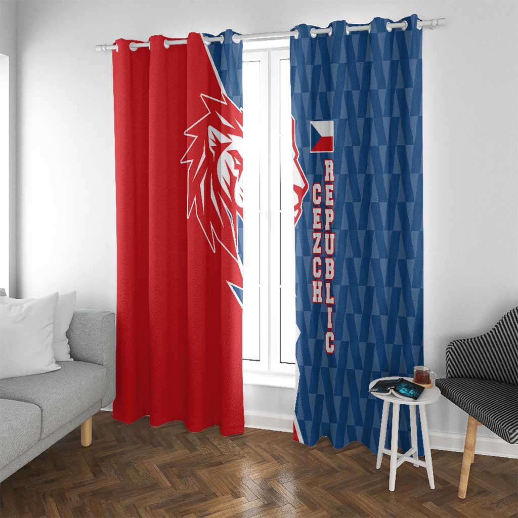 Czech Republic Window Curtain with Red Blue Modern Lion Design and Geometric Flag - Wonder Print Shop