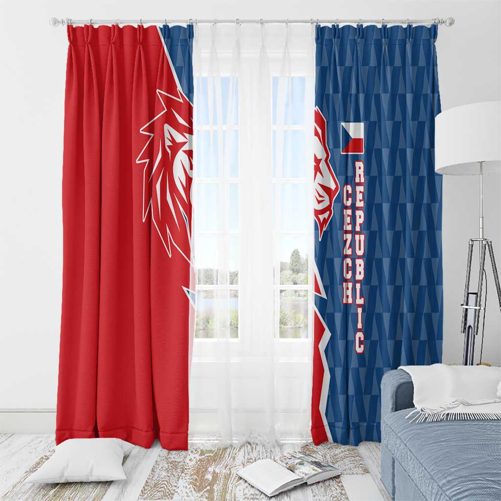 Czech Republic Window Curtain with Red Blue Modern Lion Design and Geometric Flag - Wonder Print Shop
