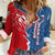 Czech Republic Women Casual Shirt with Red Blue Modern Lion Design and Geometric Flag - Wonder Print Shop