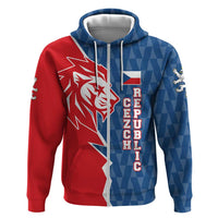 Czech Republic Zip Hoodie with Red Blue Modern Lion Design and Geometric Flag - Wonder Print Shop