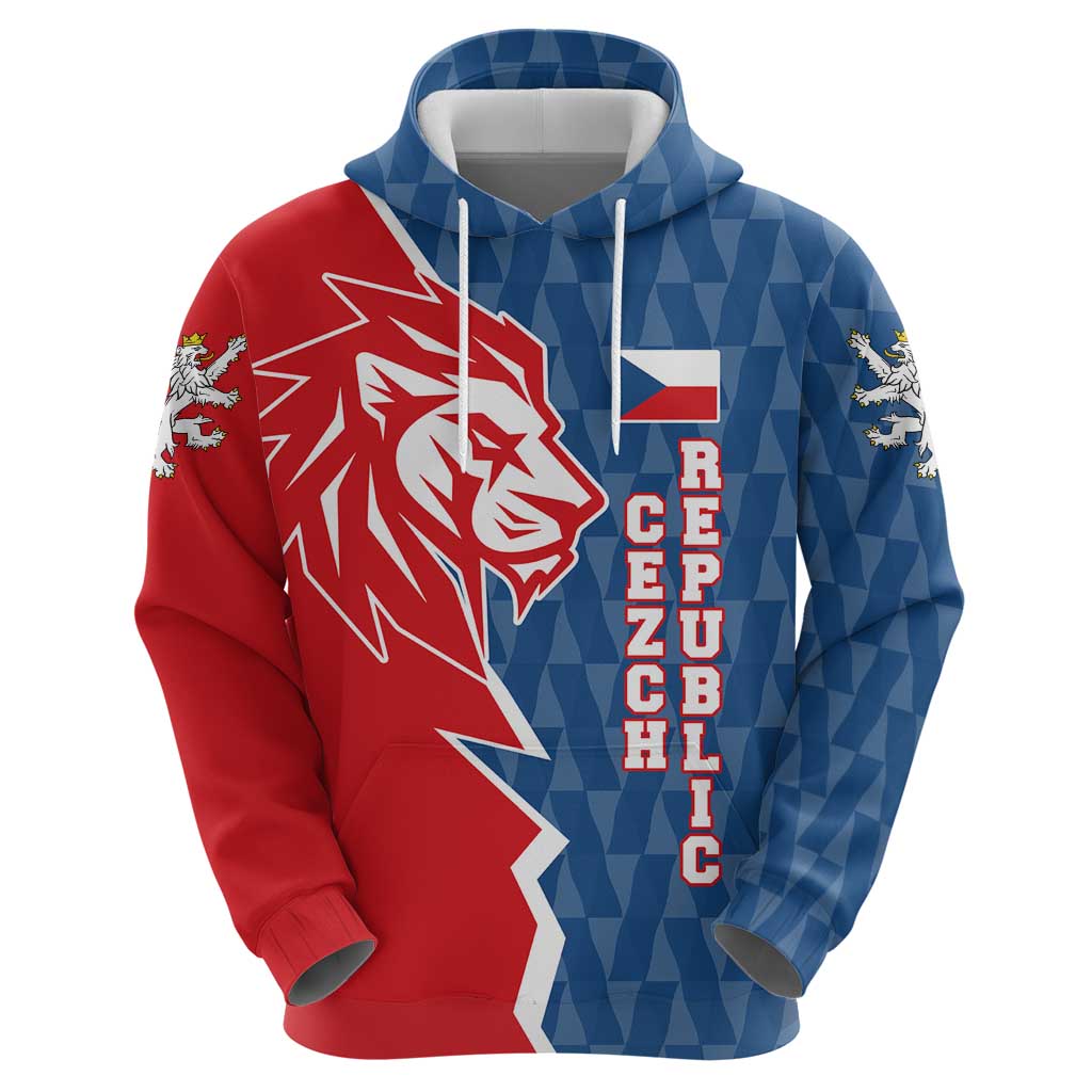 Czech Republic Zip Hoodie with Red Blue Modern Lion Design and Geometric Flag - Wonder Print Shop