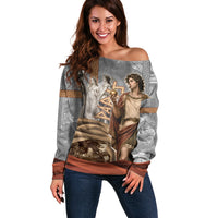 Judgement of Paris Off Shoulder Sweater Ancient Greek Mythology Classical Painting