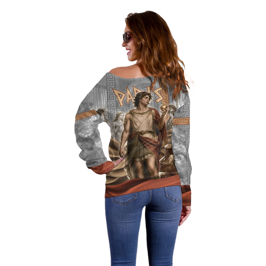 Judgement of Paris Off Shoulder Sweater Ancient Greek Mythology Classical Painting