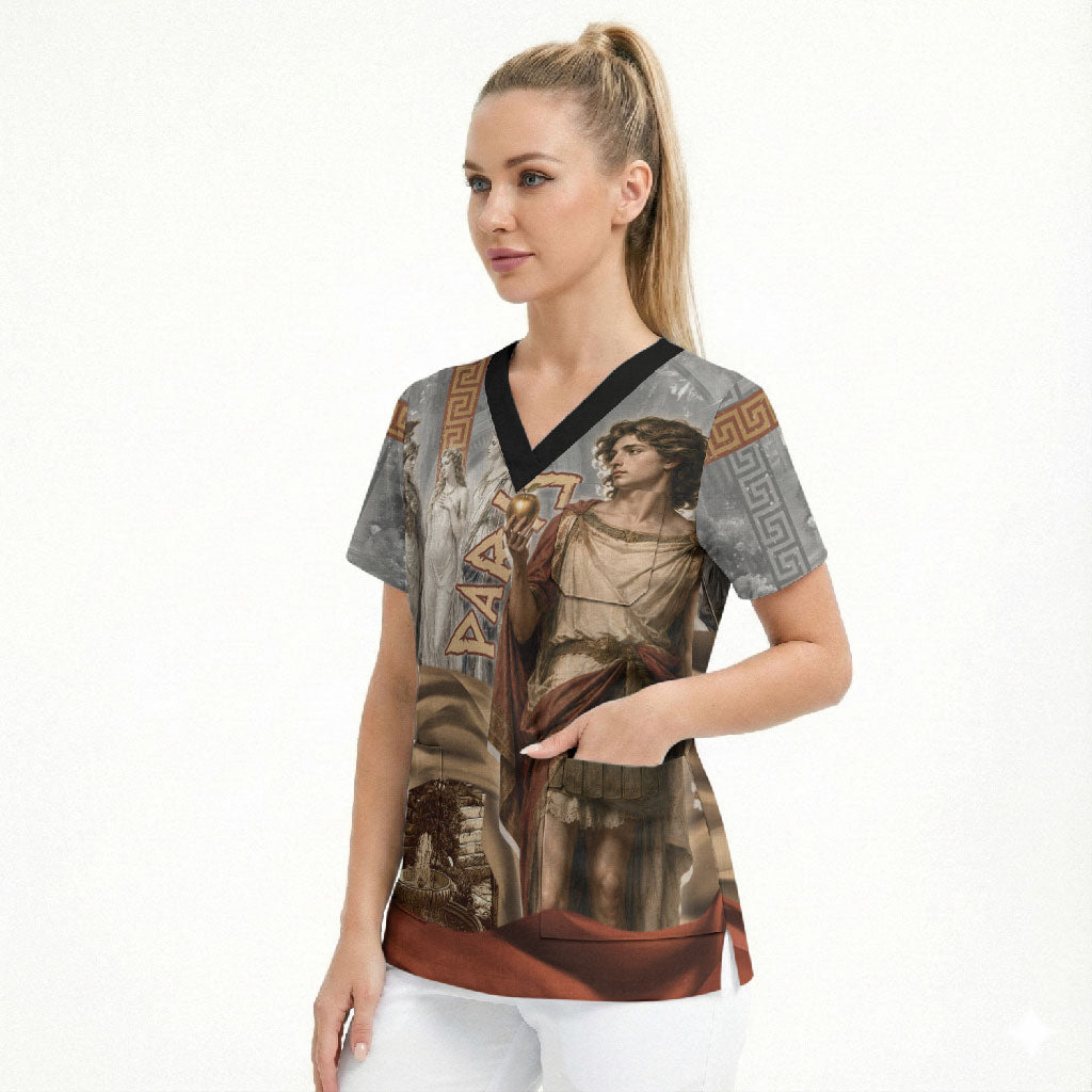 Judgement of Paris Scrub Top Ancient Greek Mythology Classical Painting