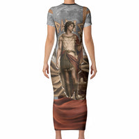 Judgement of Paris Short Sleeve Bodycon Dress Ancient Greek Mythology Classical Painting