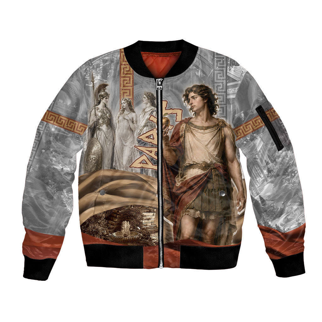 Judgement of Paris Sleeve Zip Bomber Jacket Ancient Greek Mythology Classical Painting