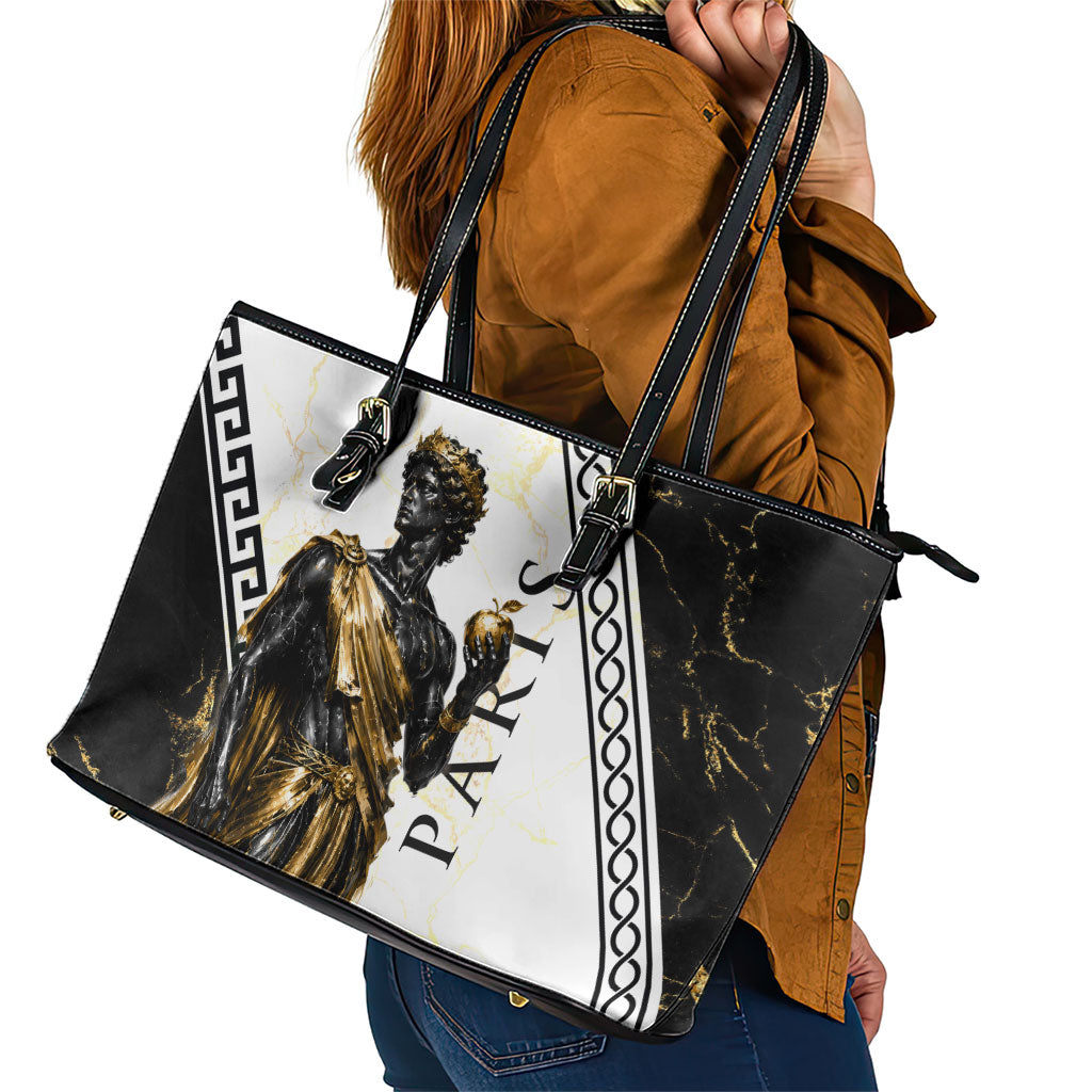 Paris Of Troy Leather Tote Bag Golden Apple Ancient Greek Mythology