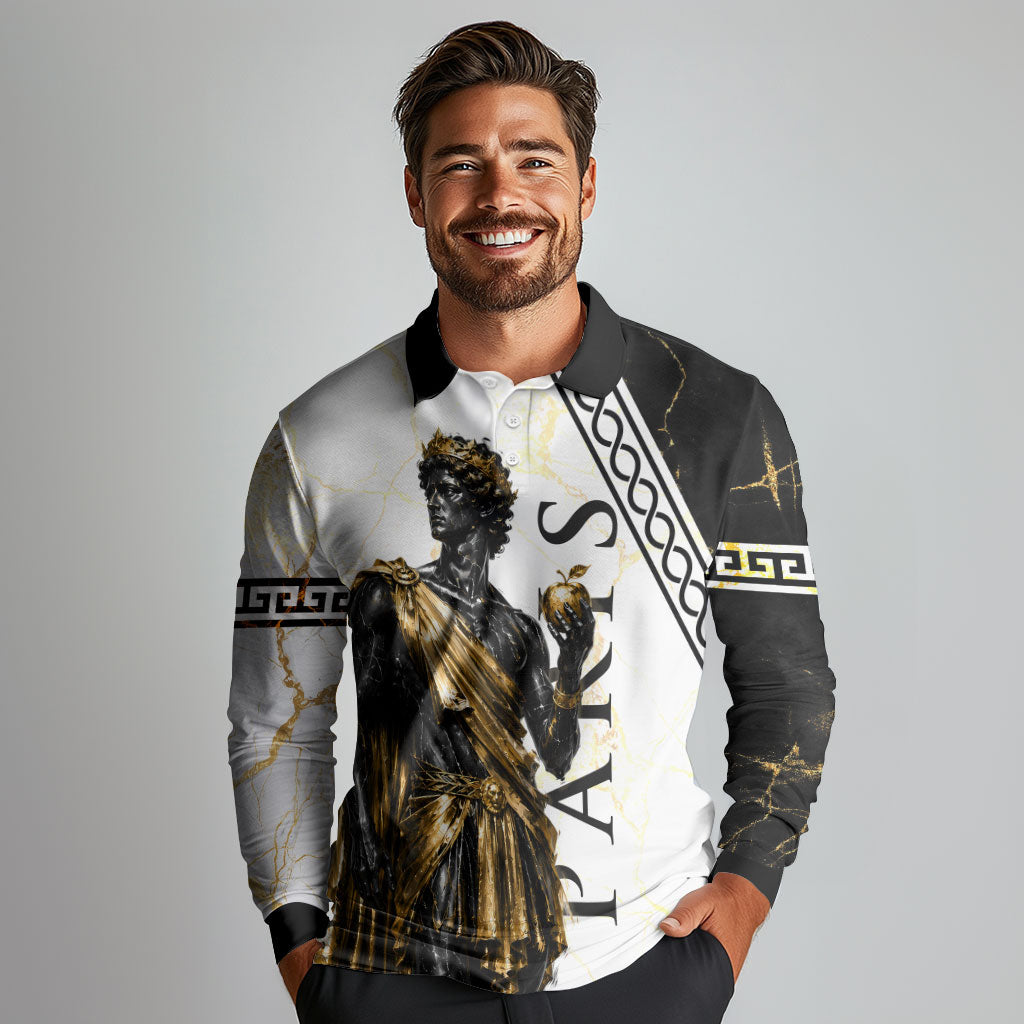 Paris Of Troy Long Sleeve Polo Shirt Golden Apple Ancient Greek Mythology