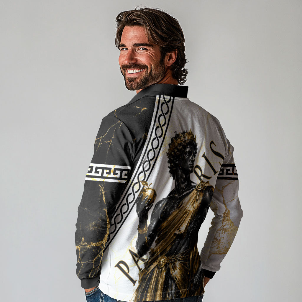 Paris Of Troy Long Sleeve Polo Shirt Golden Apple Ancient Greek Mythology