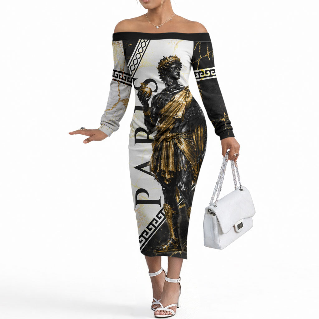 Paris Of Troy Off The Shoulder Long Sleeve Dress Golden Apple Ancient Greek Mythology