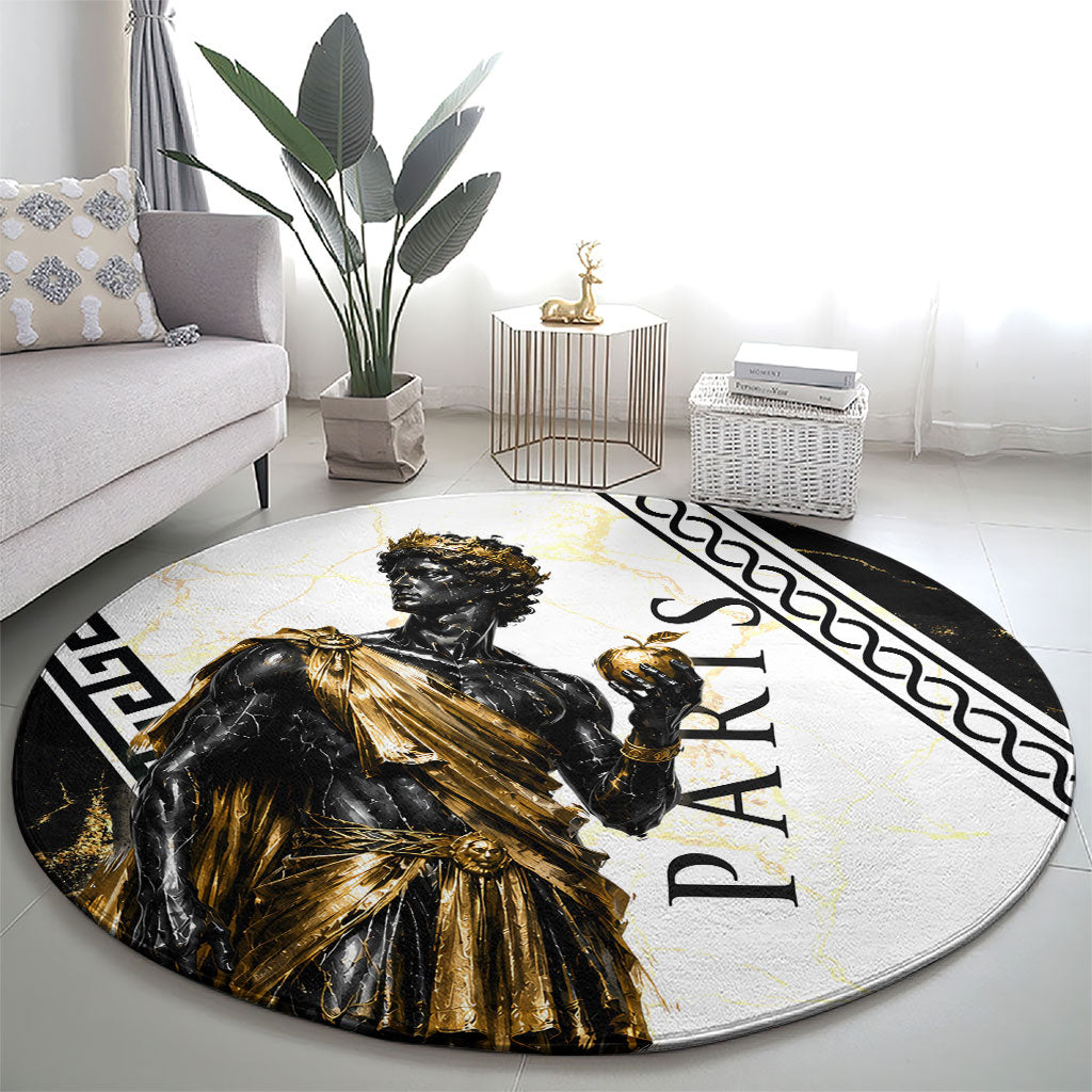 Paris Of Troy Round Carpet Golden Apple Ancient Greek Mythology