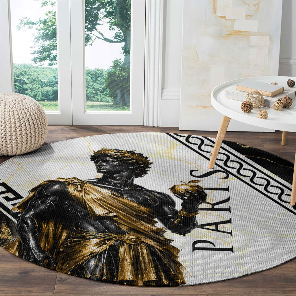 Paris Of Troy Round Carpet Golden Apple Ancient Greek Mythology