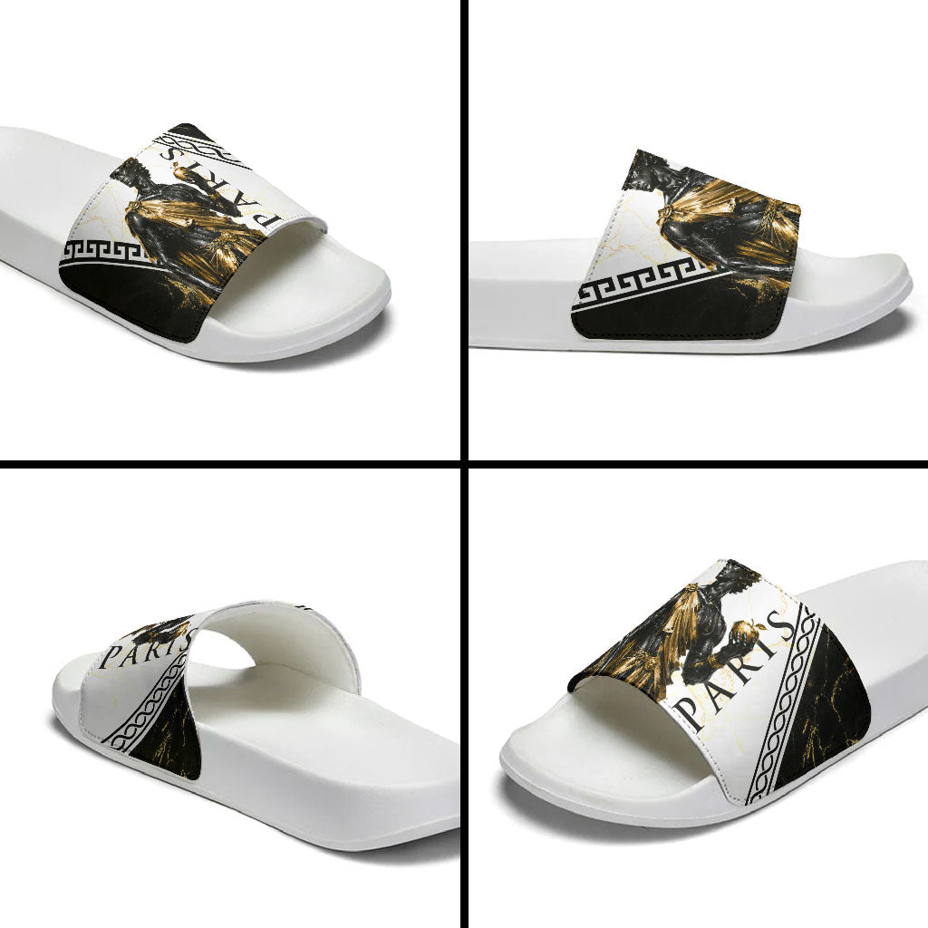 Paris Of Troy Slide Sandals Golden Apple Ancient Greek Mythology