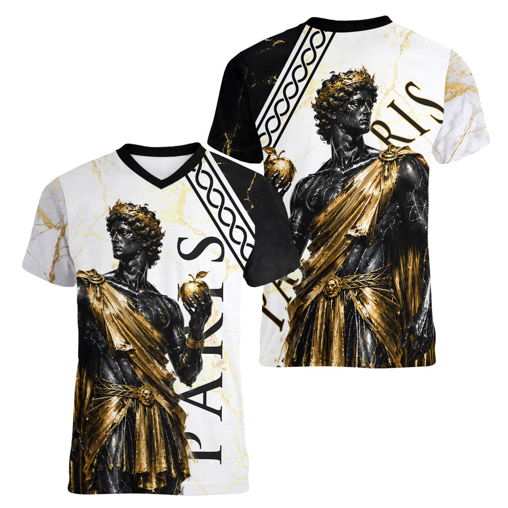 Paris Of Troy Women V-Neck T-Shirt Golden Apple Ancient Greek Mythology