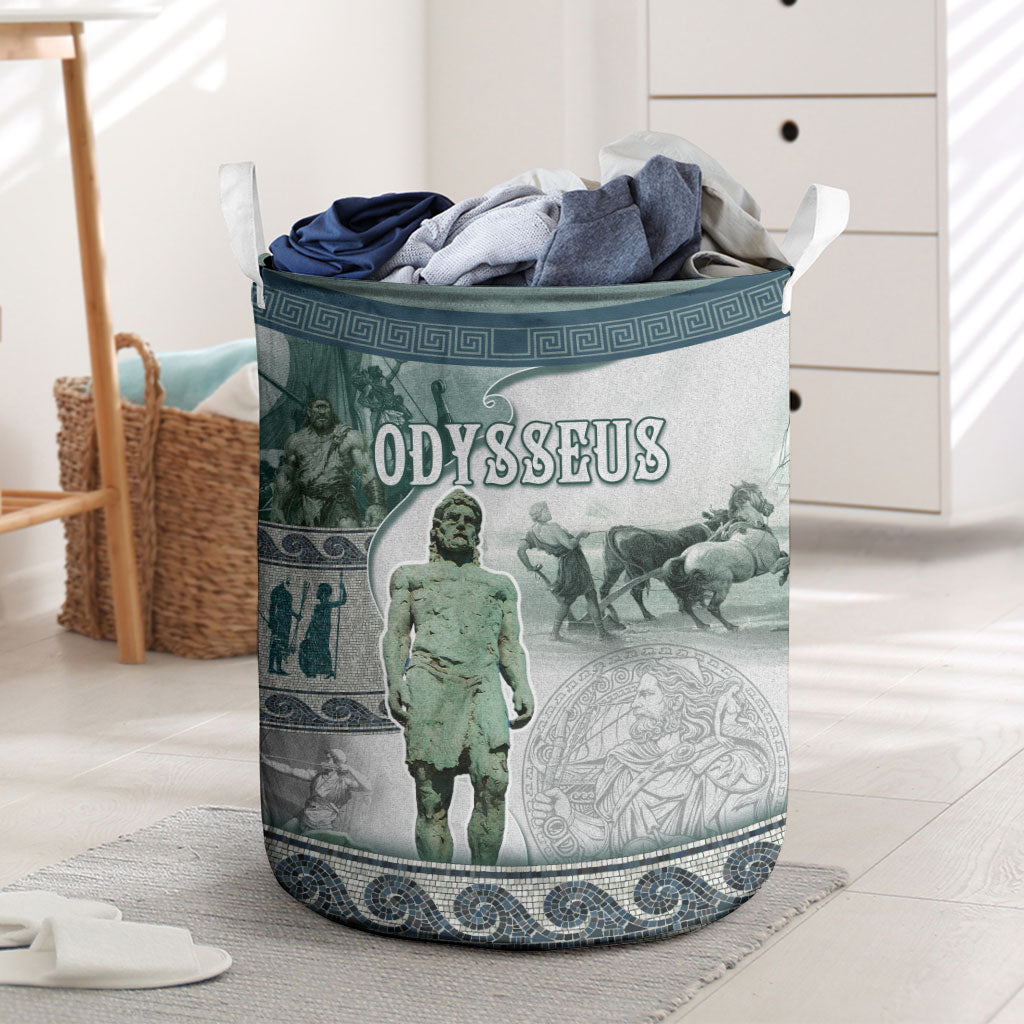 Odysseus King Of Ithaca Laundry Basket Ancient Greek Statue Mosaic Classic Mythology Art