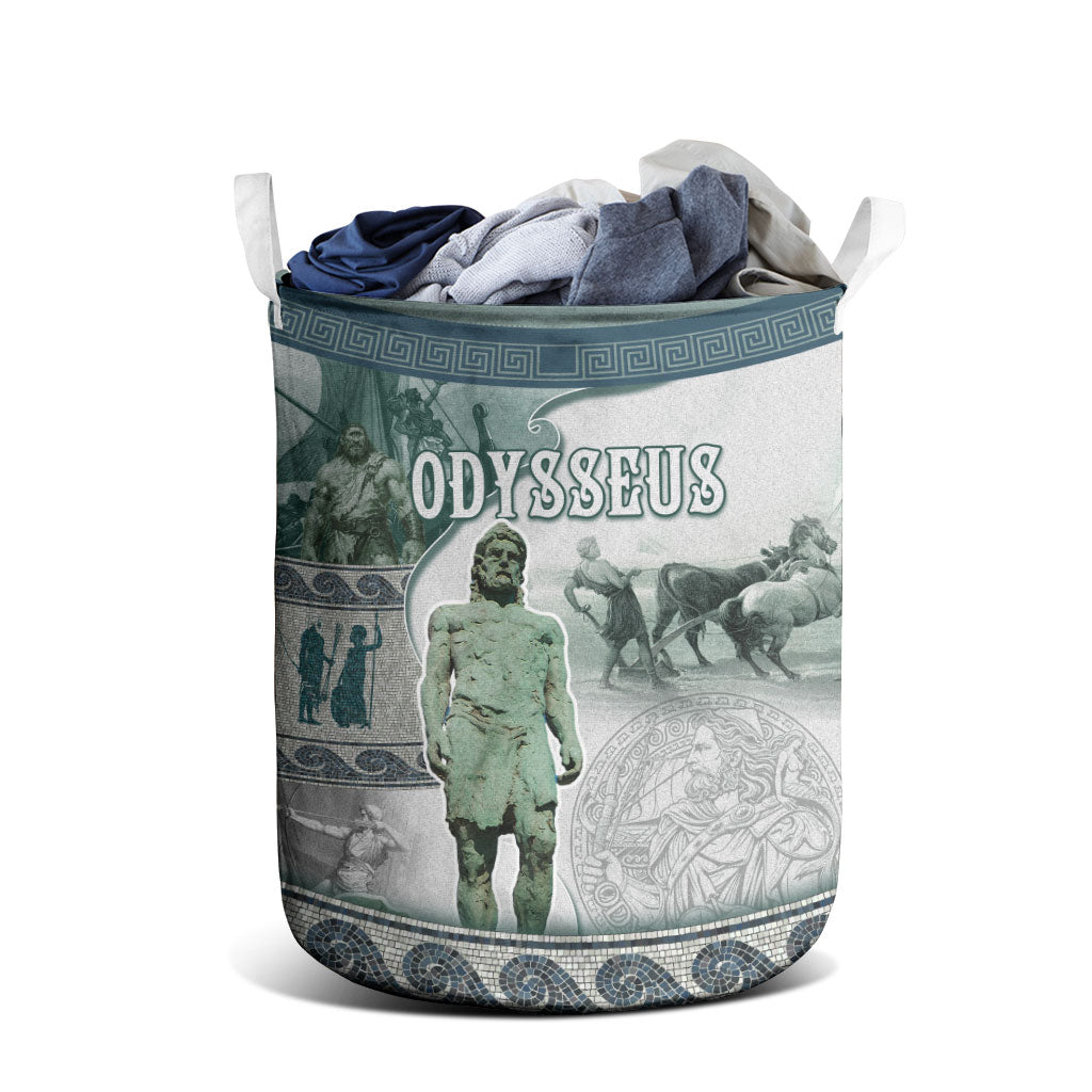 Odysseus King Of Ithaca Laundry Basket Ancient Greek Statue Mosaic Classic Mythology Art
