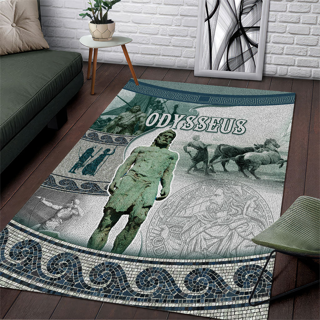 Odysseus King Of Ithaca Area Rug Ancient Greek Statue Mosaic Classic Mythology Art