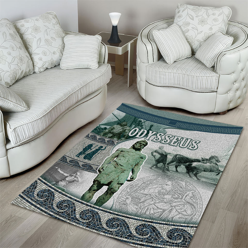 Odysseus King Of Ithaca Area Rug Ancient Greek Statue Mosaic Classic Mythology Art