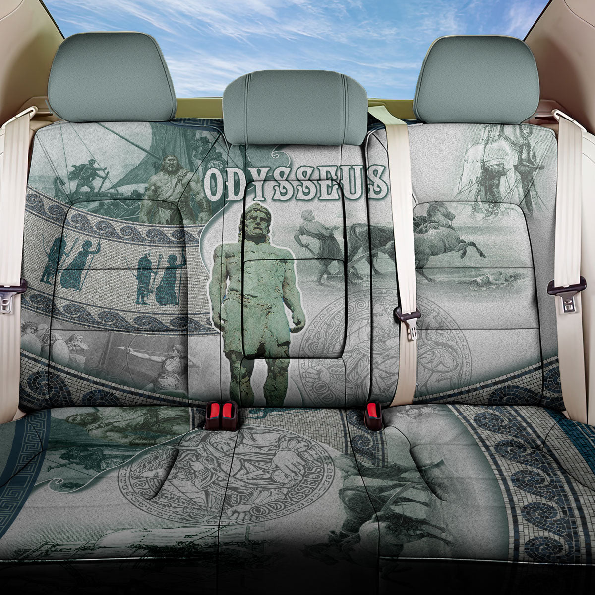 Odysseus King Of Ithaca Back Car Seat Cover Ancient Greek Statue Mosaic Classic Mythology Art