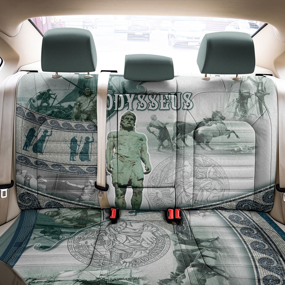 Odysseus King Of Ithaca Back Car Seat Cover Ancient Greek Statue Mosaic Classic Mythology Art