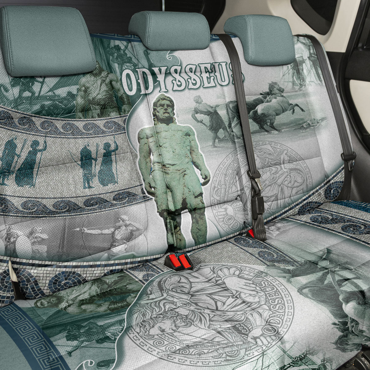 Odysseus King Of Ithaca Back Car Seat Cover Ancient Greek Statue Mosaic Classic Mythology Art