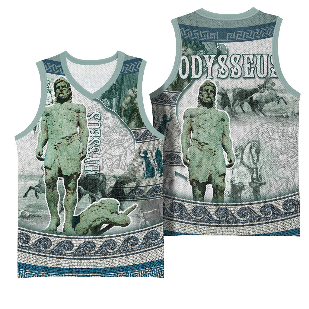 Odysseus King Of Ithaca Basketball Jersey Ancient Greek Statue Mosaic Classic Mythology Art