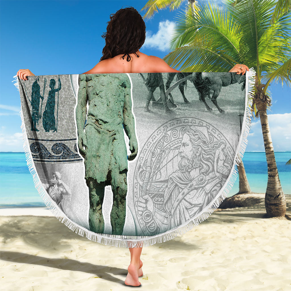 Odysseus King Of Ithaca Beach Blanket Ancient Greek Statue Mosaic Classic Mythology Art