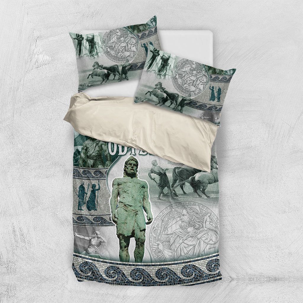 Odysseus King Of Ithaca Bedding Set Ancient Greek Statue Mosaic Classic Mythology Art