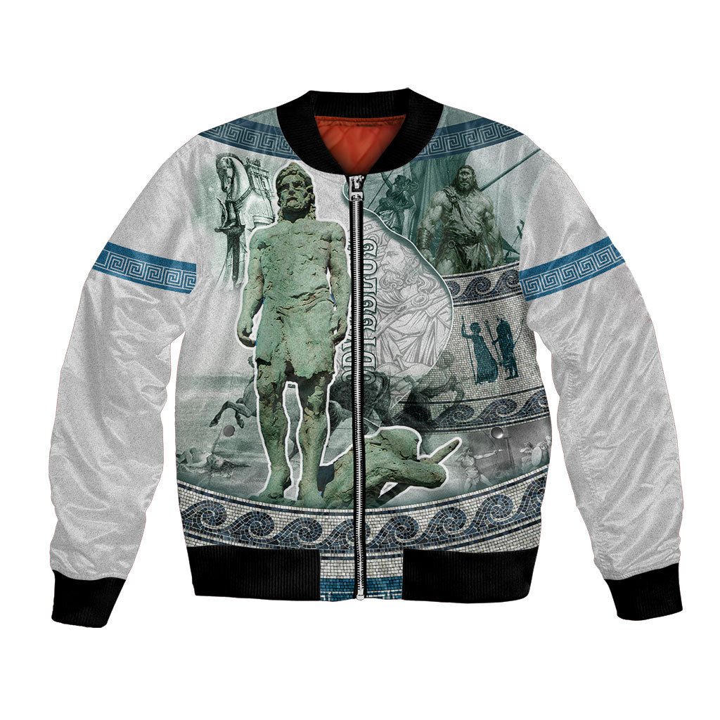 Odysseus King Of Ithaca Bomber Jacket Ancient Greek Statue Mosaic Classic Mythology Art