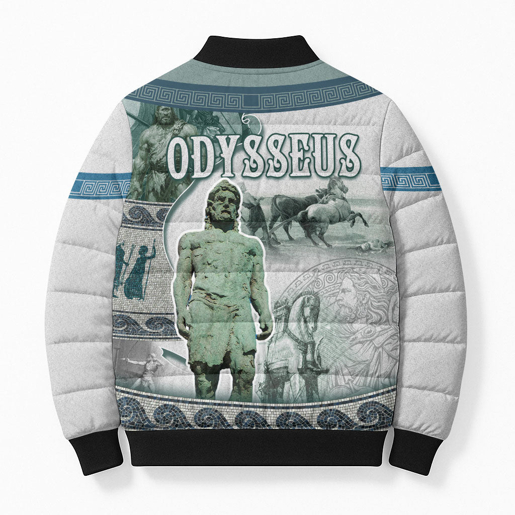 Odysseus King Of Ithaca Bomber Puffer Jacket Ancient Greek Statue Mosaic Classic Mythology Art