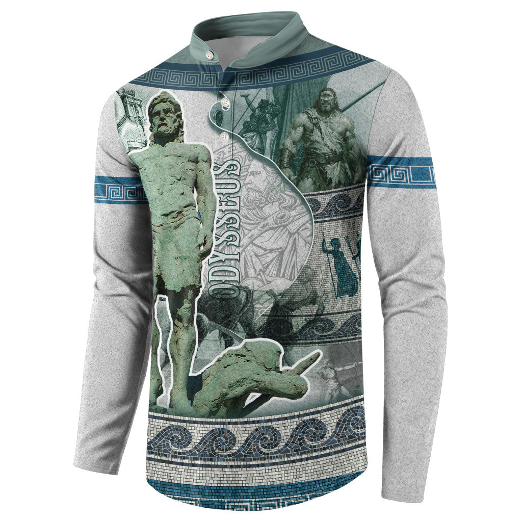 Odysseus King Of Ithaca Button Sweatshirt Ancient Greek Statue Mosaic Classic Mythology Art