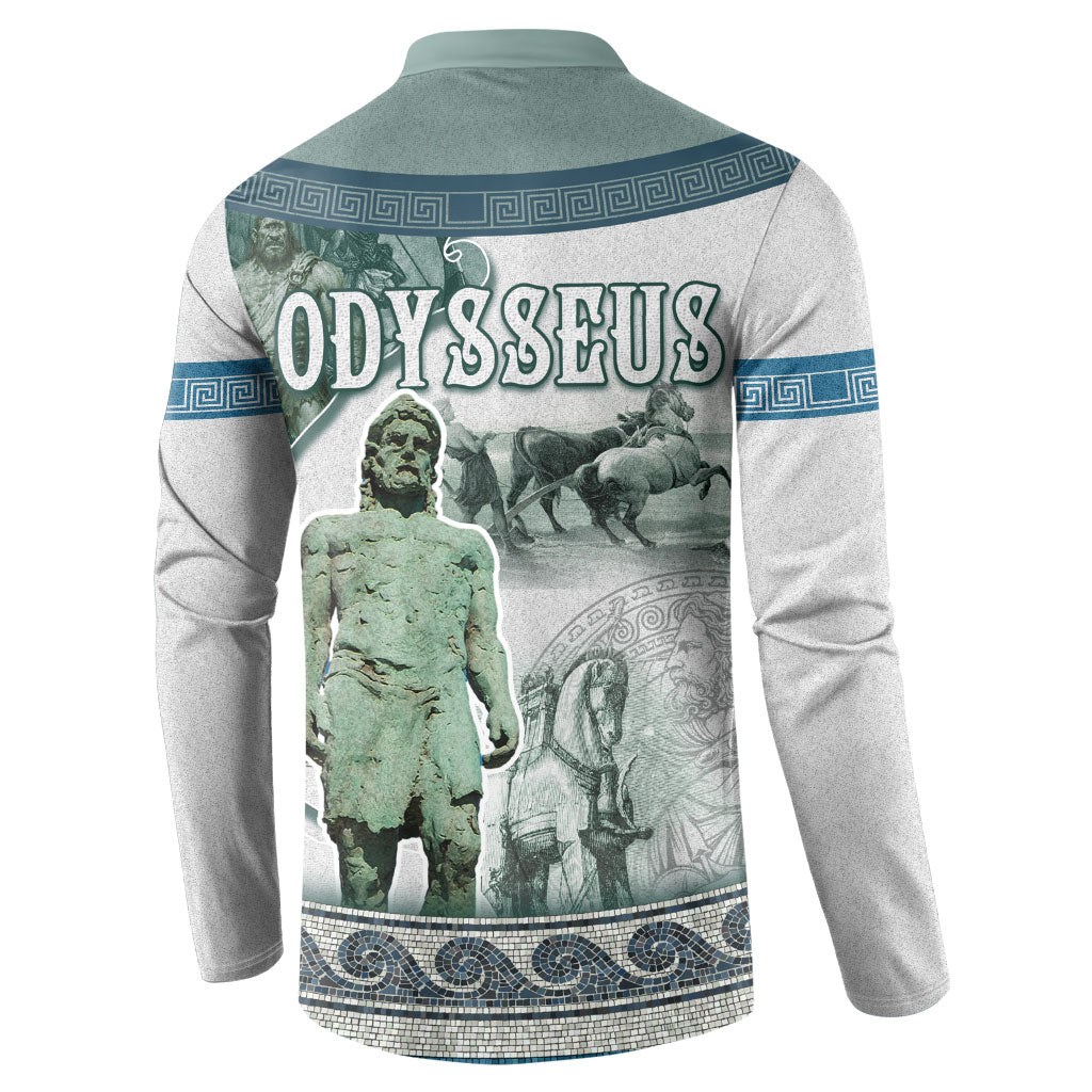 Odysseus King Of Ithaca Button Sweatshirt Ancient Greek Statue Mosaic Classic Mythology Art