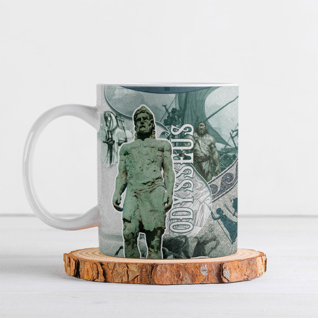 Odysseus King Of Ithaca Ceramic Mug Ancient Greek Statue Mosaic Classic Mythology Art