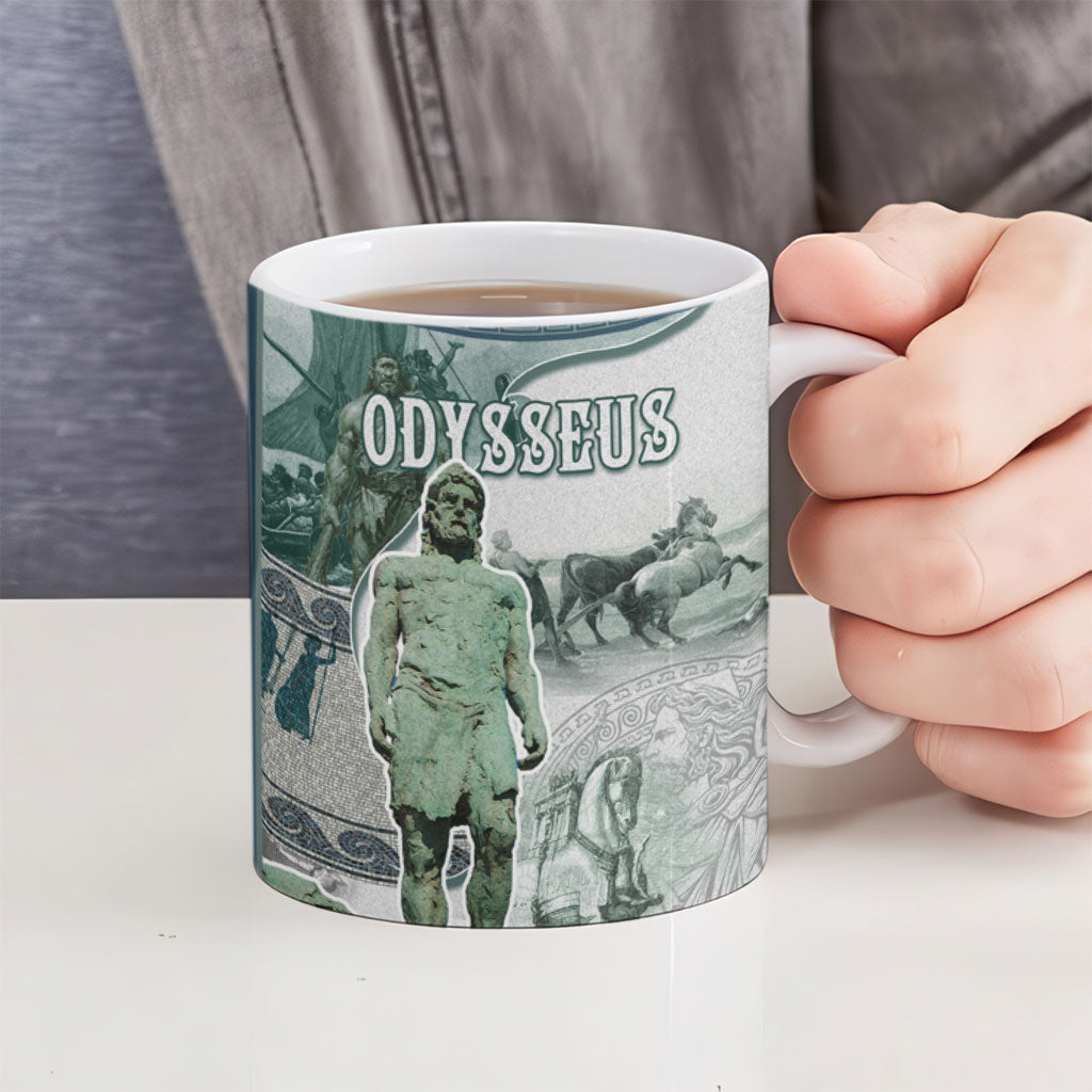 Odysseus King Of Ithaca Ceramic Mug Ancient Greek Statue Mosaic Classic Mythology Art