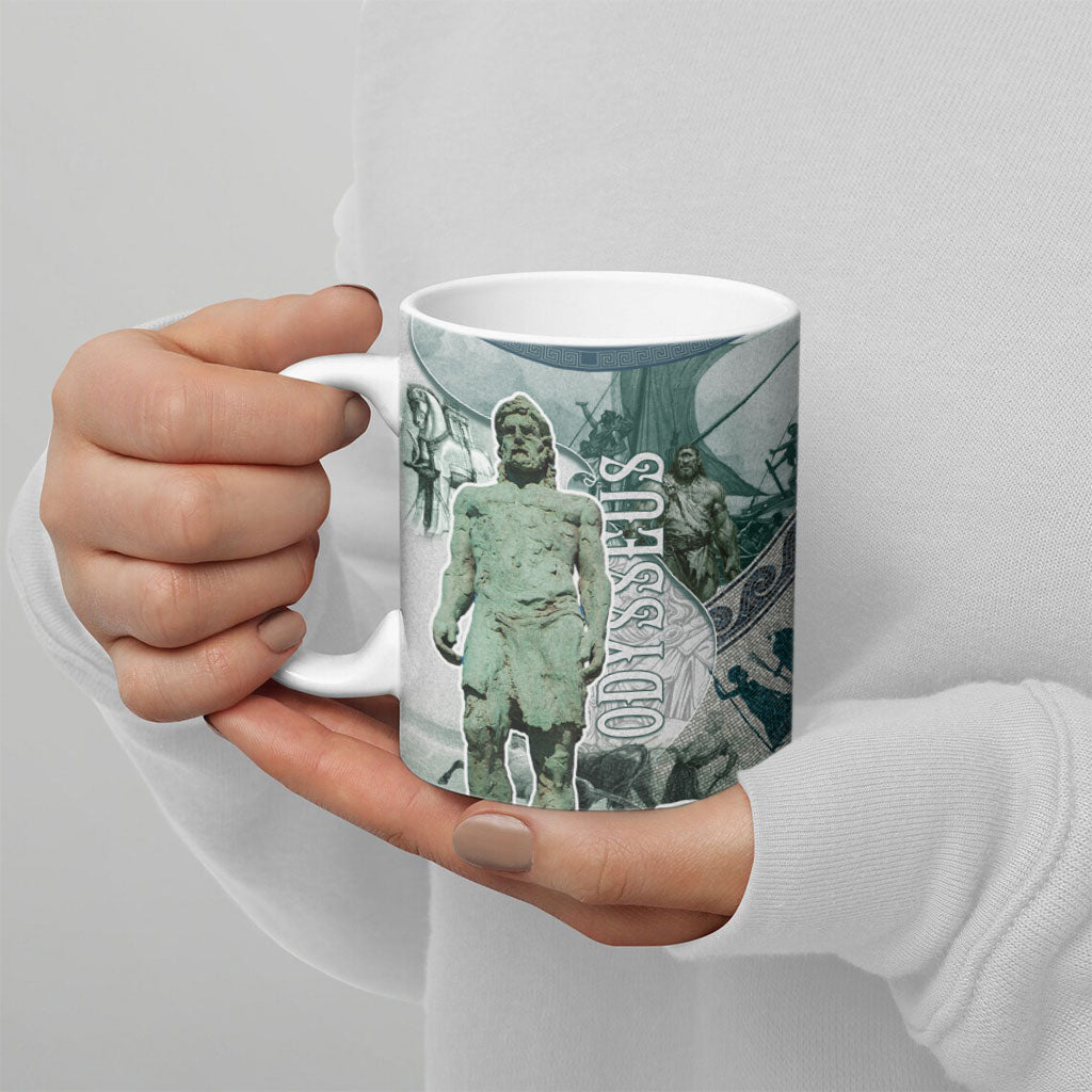 Odysseus King Of Ithaca Ceramic Mug Ancient Greek Statue Mosaic Classic Mythology Art